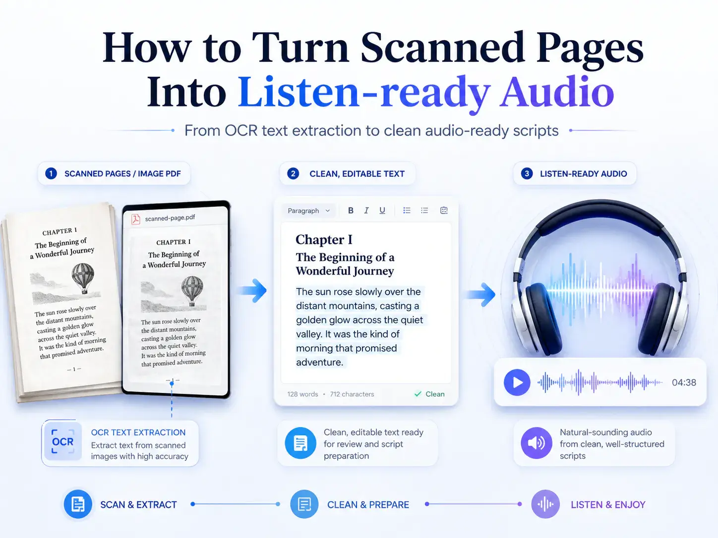 How to Turn Scanned Pages Into Listen-ready Audio